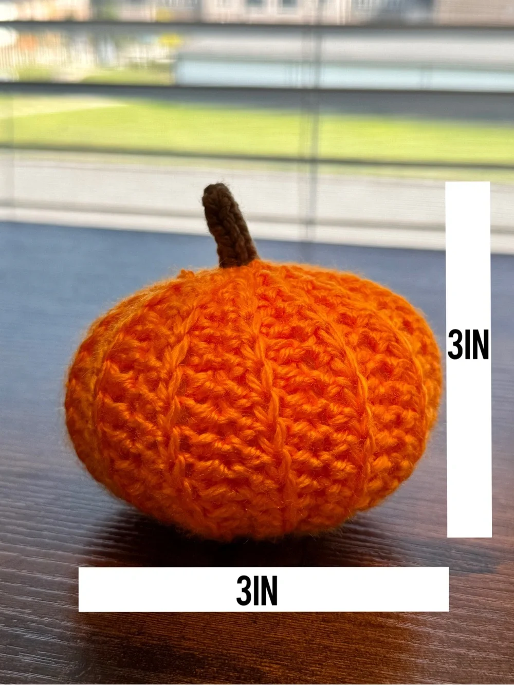 Handcrafted Orange Crochet Pumpkin Accent with Brown Stem
